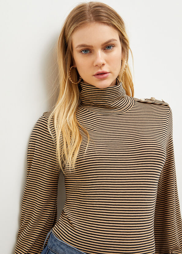 Liu Jo Gestreept Turtleneck T-shirts Dames Bruin | GZP-819502