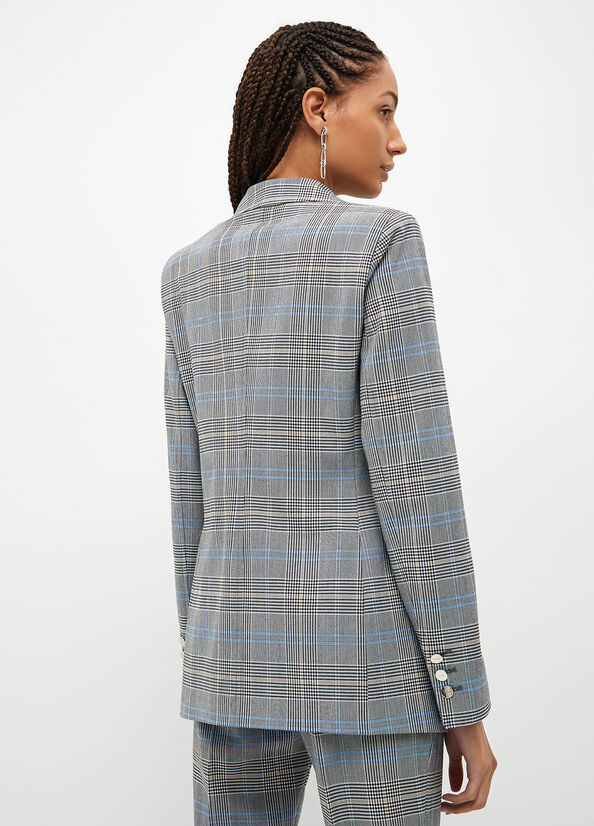 Liu Jo Glen Plaid Blazer Jassen Dames Grijs | SUA-574839