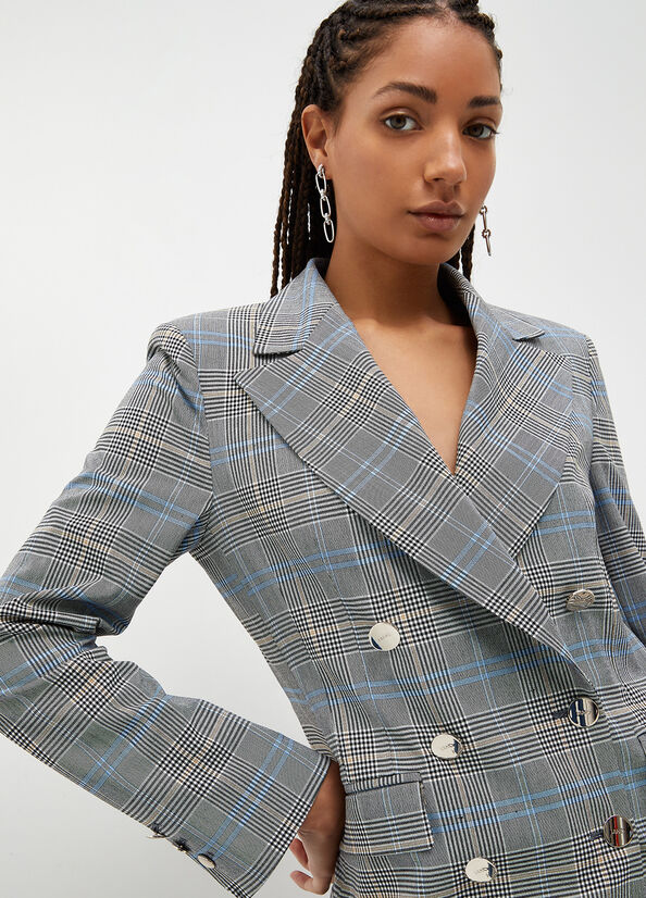 Liu Jo Glen Plaid Blazer Jassen Dames Grijs | SUA-574839