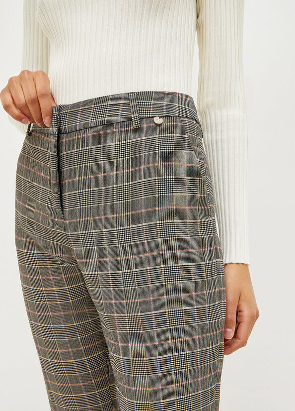 Liu Jo Glen Plaid Cigarette Broek Dames Grijs | VIL-512064