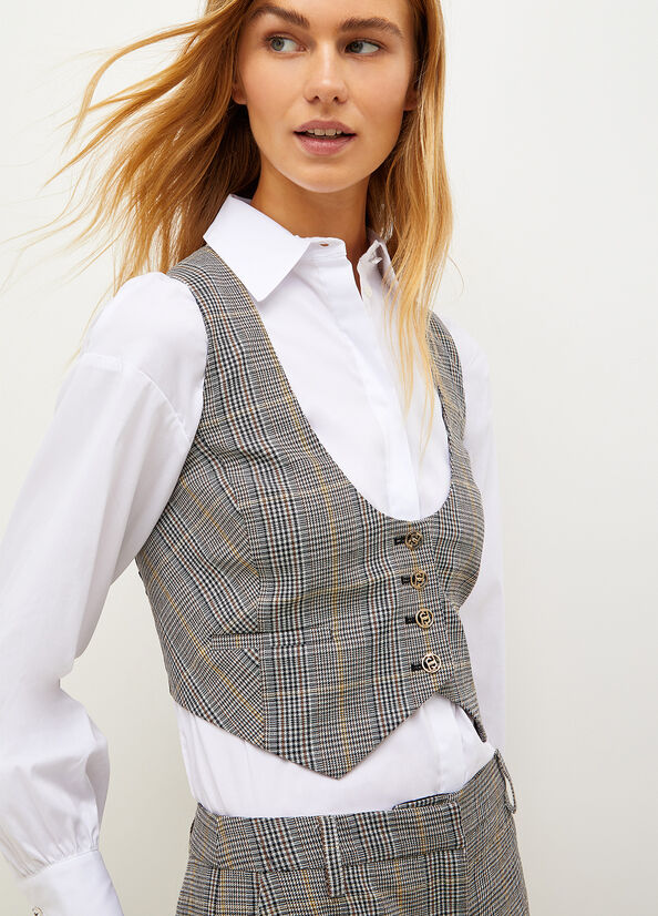 Liu Jo Glen Plaid Vest Jassen Dames Grijs | MQO-260839