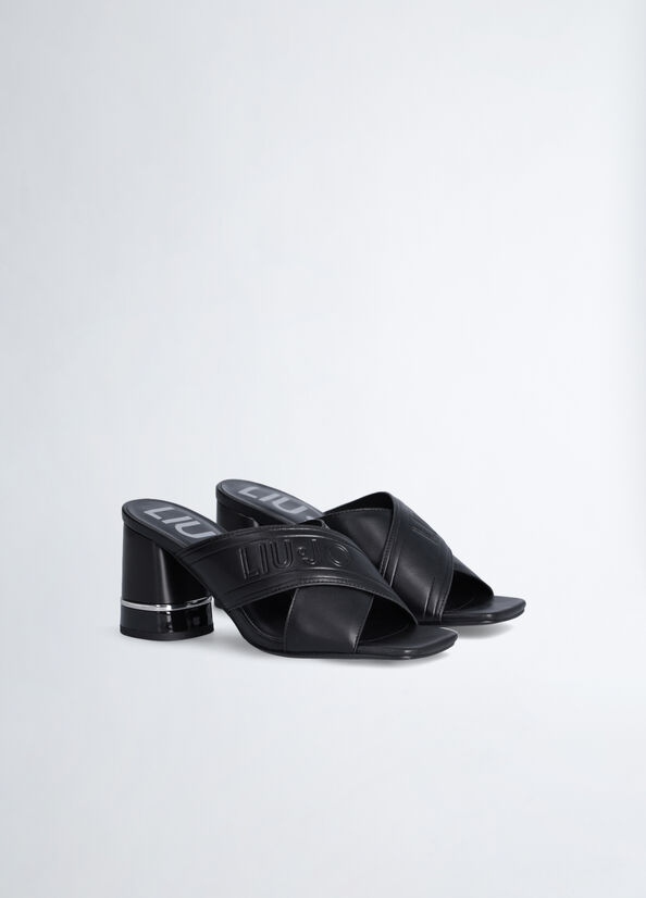 Liu Jo Hak With Maxi Logo Sandalen Dames Zwart | NCK-065791