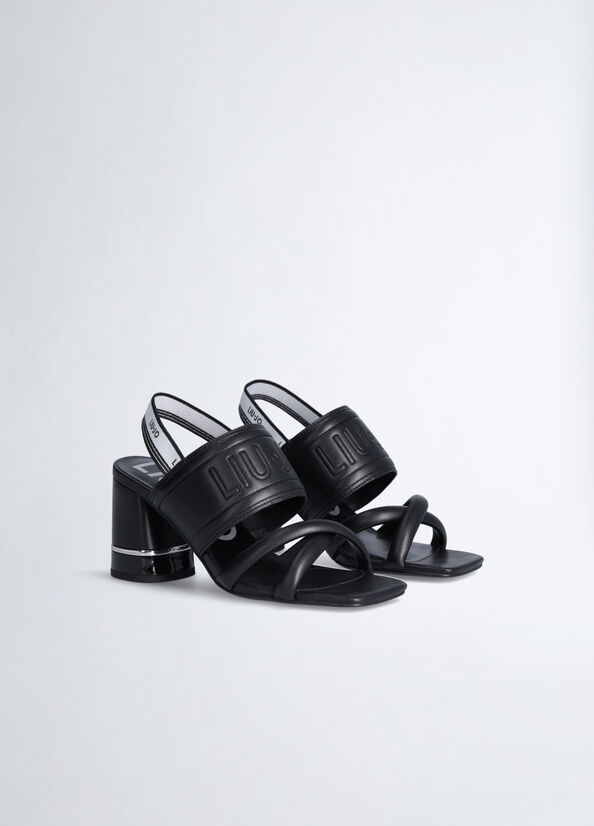 Liu Jo Hak With Maxi Logo Sandalen Dames Zwart | NST-179240