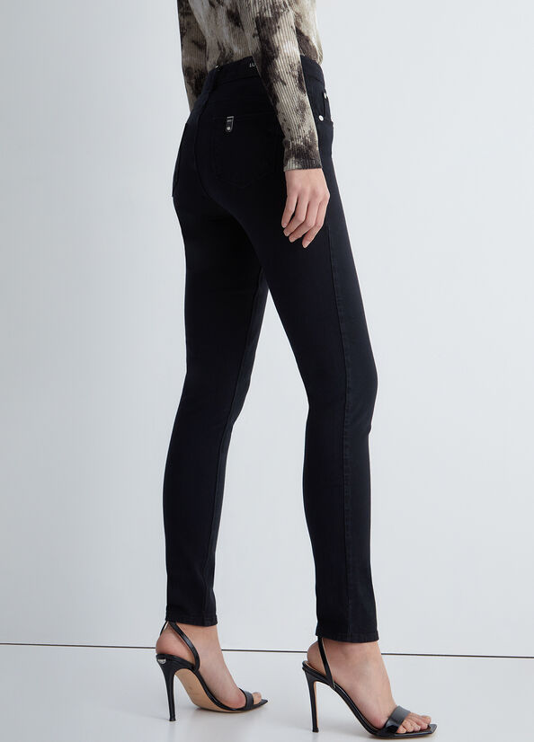 Liu Jo High-Waisted Bottom Up Broek Dames Zwart | KEG-401569