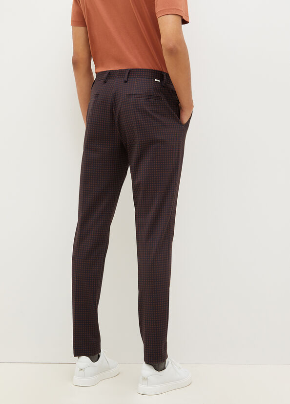 Liu Jo Houndstooth Chinos Broek Heren Donkerblauw Bruin | MRY-917543