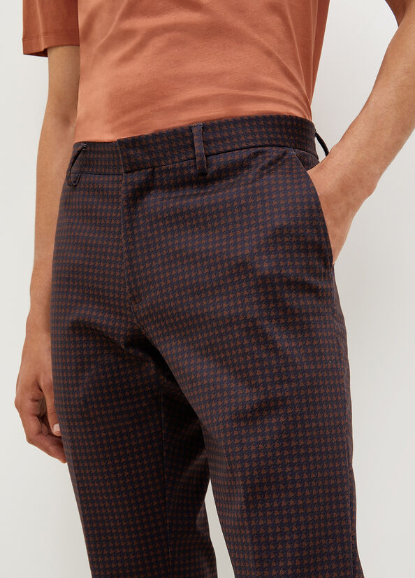 Liu Jo Houndstooth Chinos Broek Heren Donkerblauw Bruin | MRY-917543