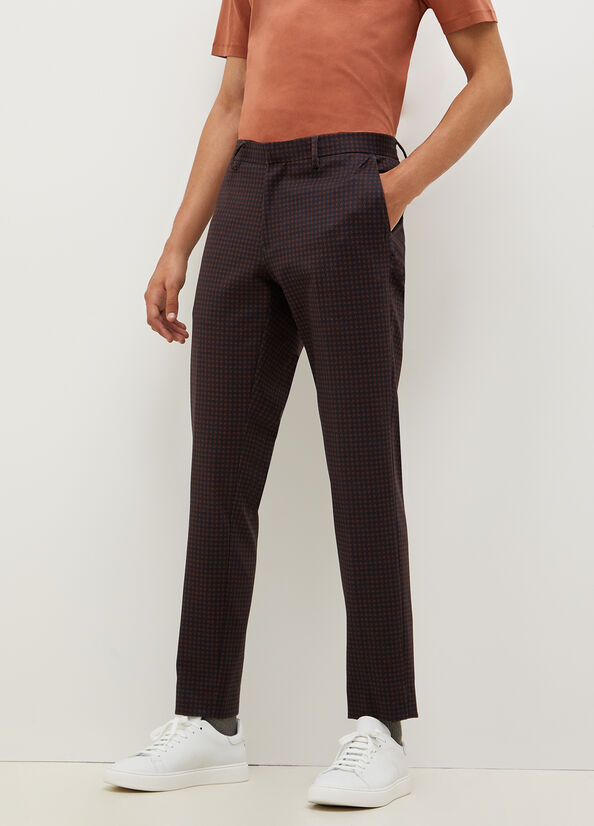 Liu Jo Houndstooth Chinos Broek Heren Donkerblauw Bruin | MRY-917543