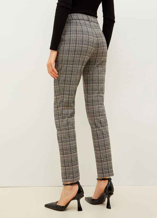 Liu Jo Jacquard Check Chinos Broek Dames Grijs Zwart | CZH-304127