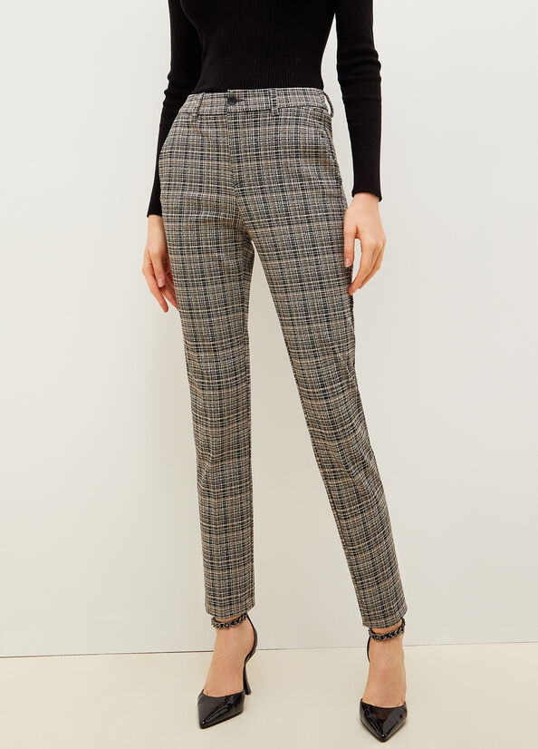 Liu Jo Jacquard Check Chinos Broek Dames Grijs Zwart | CZH-304127