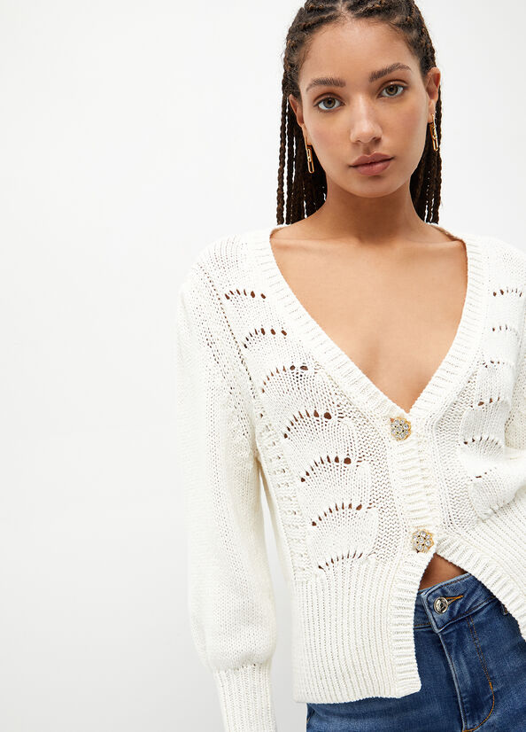 Liu Jo Katoenen Crochet Cardigan Truien Dames Wit | HCT-402159