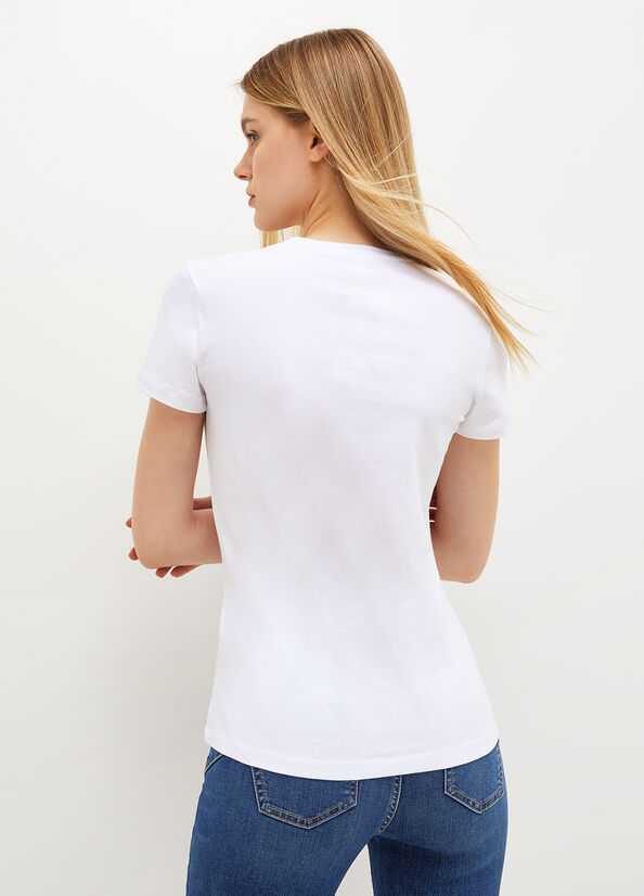 Liu Jo Katoenen Stretch T-shirts Dames Wit | HFY-746158