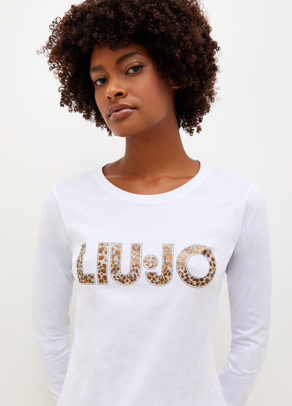 Liu Jo Katoenen With Logo T-shirts Dames Wit | URO-736029