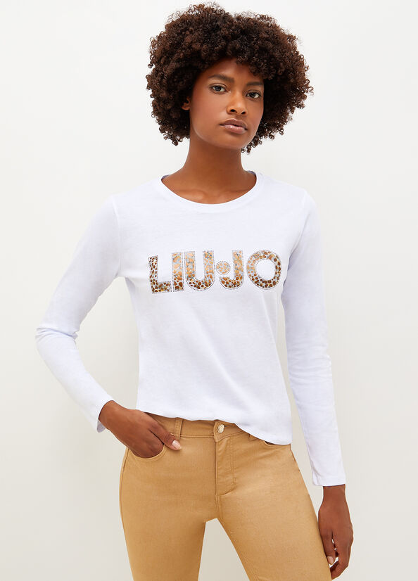 Liu Jo Katoenen With Logo T-shirts Dames Wit | URO-736029