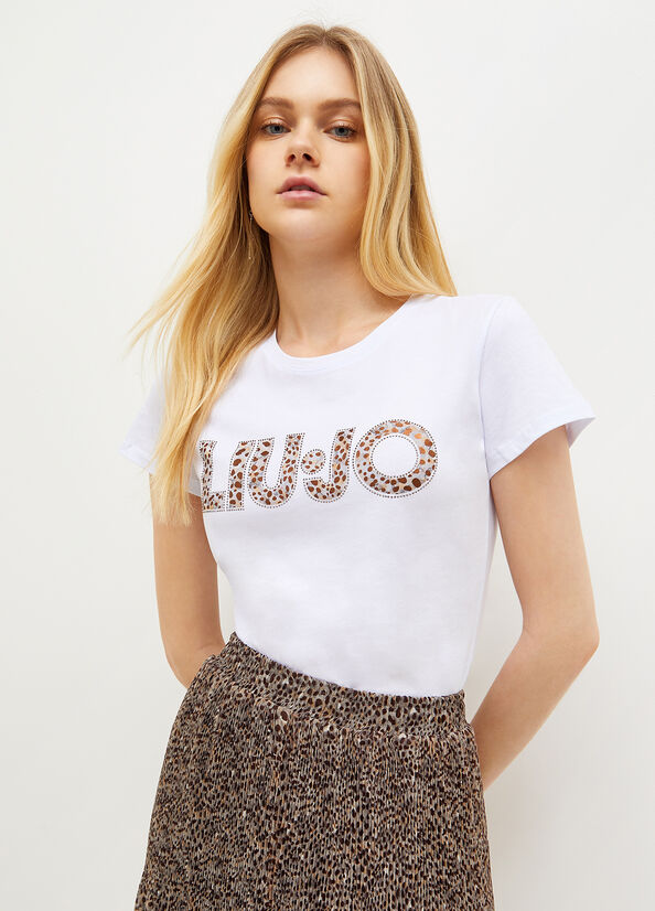 Liu Jo Katoenen With Logo T-shirts Dames Wit | YBX-514890