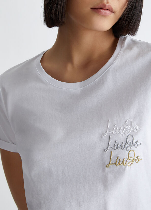 Liu Jo Katoenen With Logo Topjes Dames Wit | BMA-713802