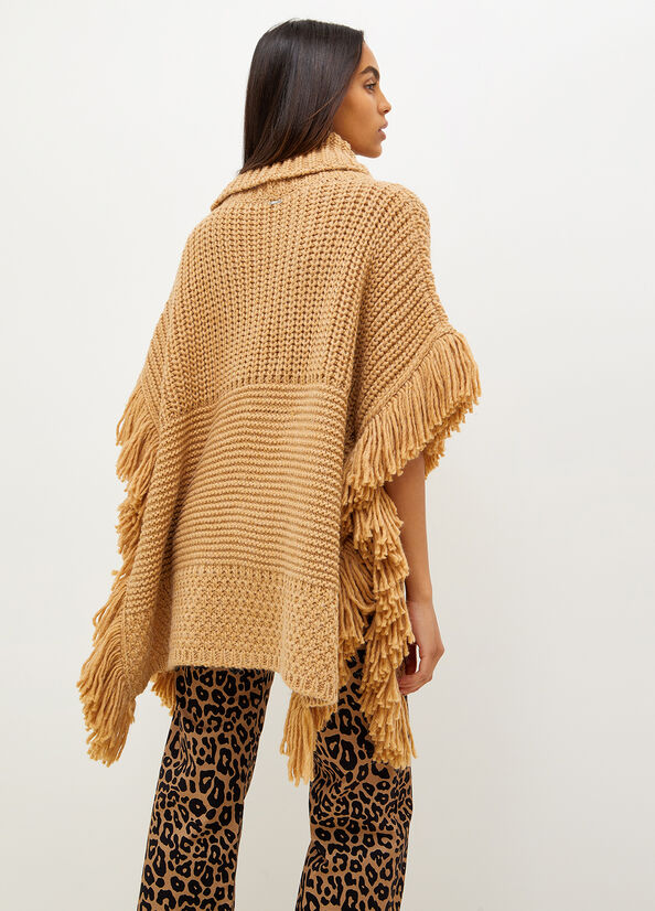 Liu Jo Knit Cape With Fringes Jassen Dames Bruin | XIP-719564