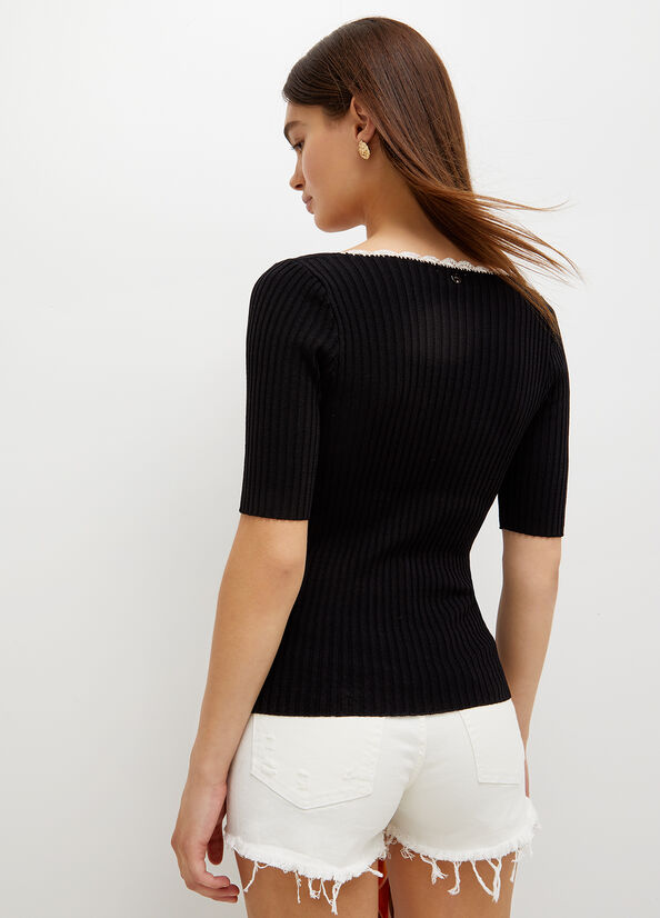 Liu Jo Knit Truien Dames Zwart Wit | OCB-281409