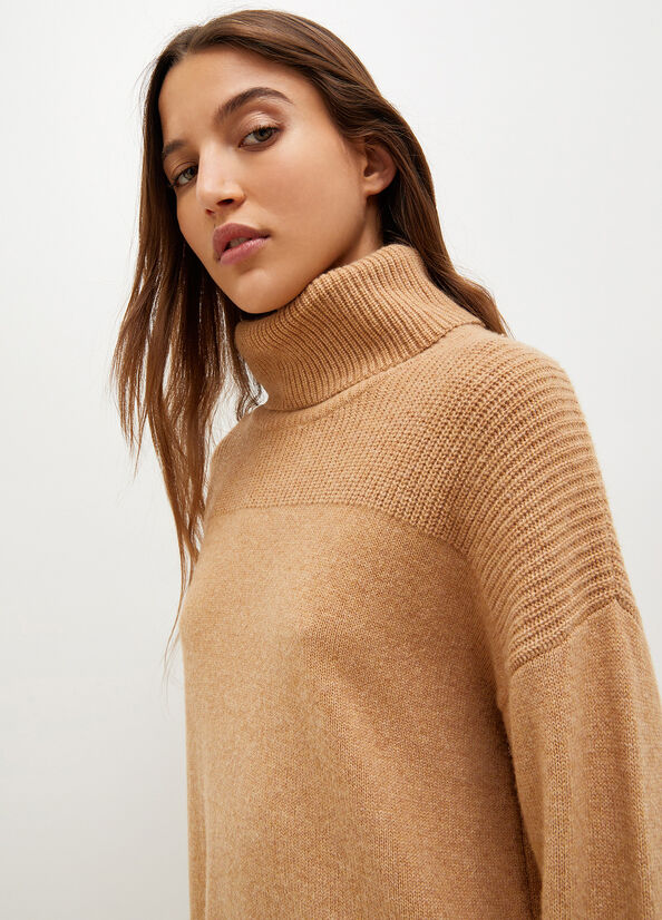 Liu Jo Knit Turtleneck Jurken Dames Bruin | ZXP-965401