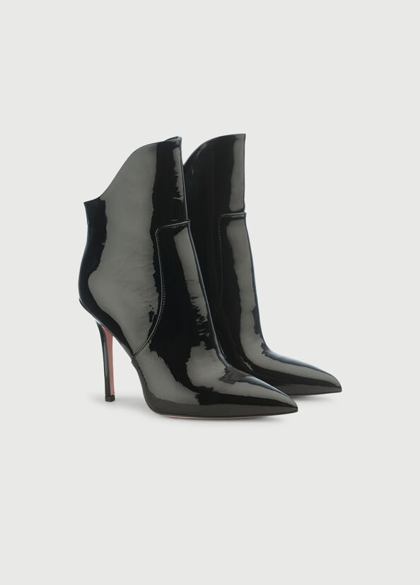 Liu Jo Lak Leren With Stiletto Heel Enkellaars Dames Zwart | QCD-192560