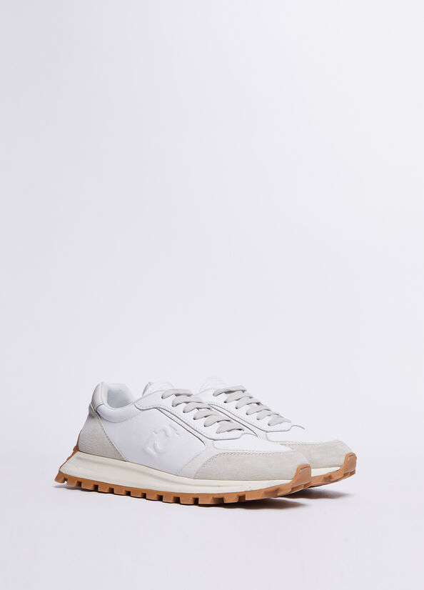 Liu Jo Leren And Suede Sneakers Heren Beige | KXI-375608