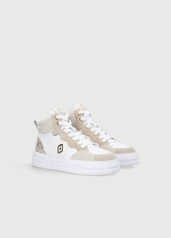 Liu Jo Leren Basketball Sneakers Dames Beige | ZMA-279614