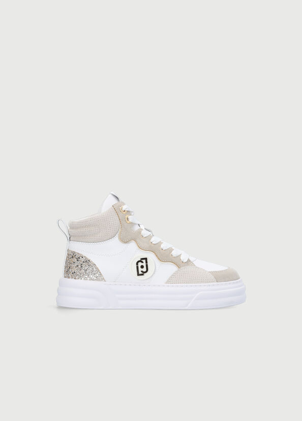 Liu Jo Leren Basketball Sneakers Dames Beige | ZMA-279614