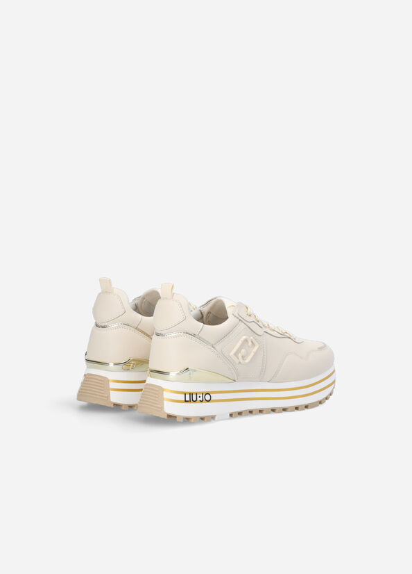 Liu Jo Leren Platform Sneakers Dames Beige | IWX-073569