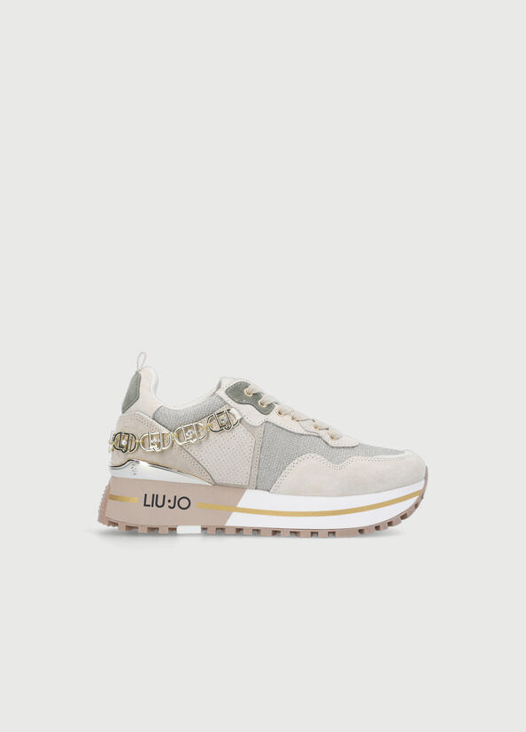 Liu Jo Leren Platform Sneakers Dames Beige | PUF-734082