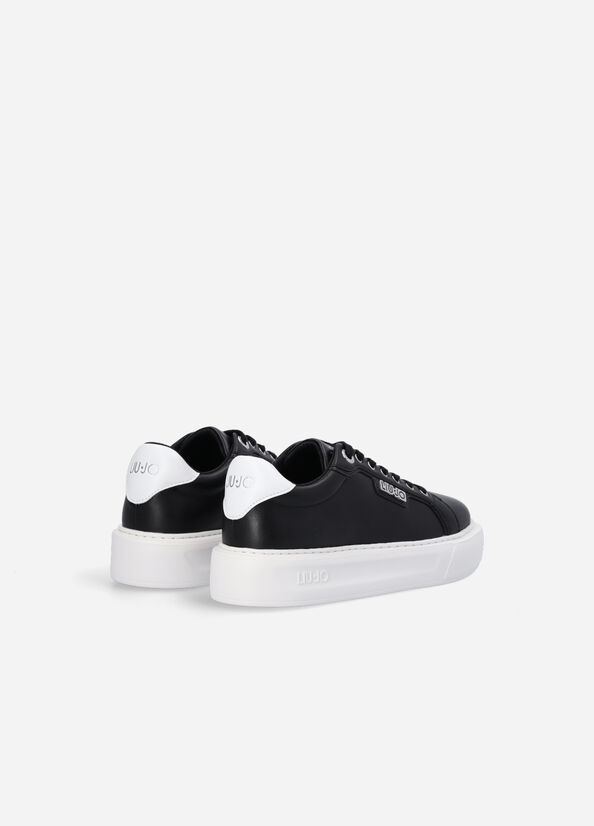 Liu Jo Leren Sneakers Dames Zwart | ZOY-758201