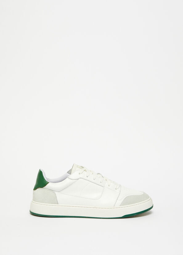 Liu Jo Leren Sneakers Heren Wit Groen | ZKO-783165