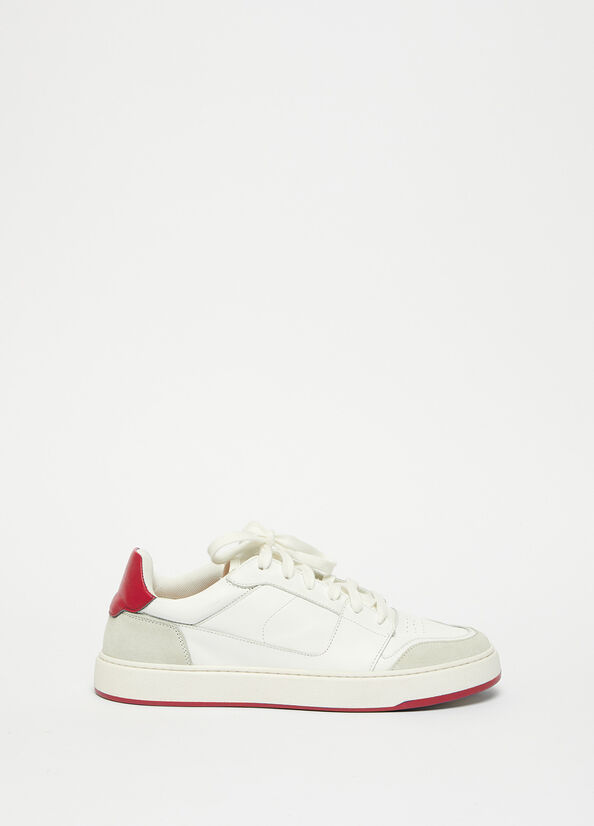 Liu Jo Leren Sneakers Heren Wit Rood | NLU-403795