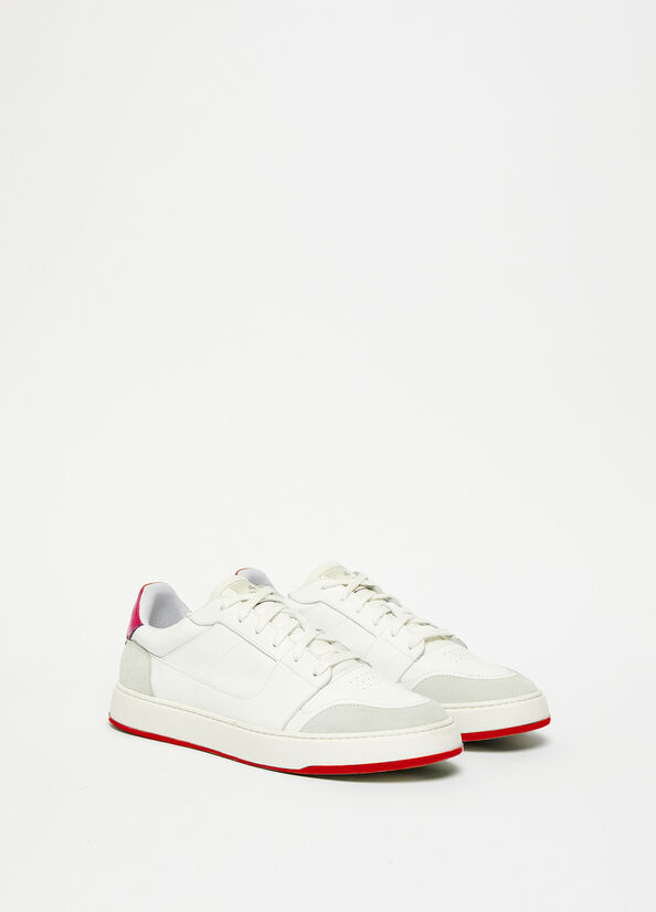 Liu Jo Leren Sneakers Heren Wit Rood | NLU-403795