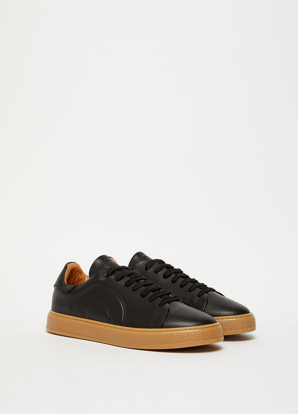 Liu Jo Leren Sneakers Heren Zwart Bruin | URZ-652947