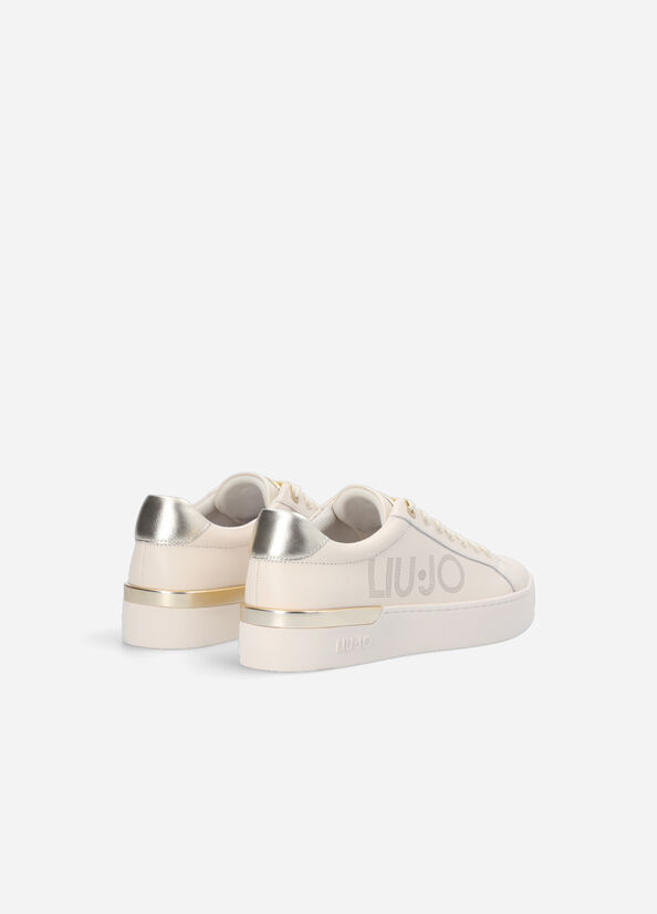 Liu Jo Leren With Logo Sneakers Dames Beige | EXC-098372