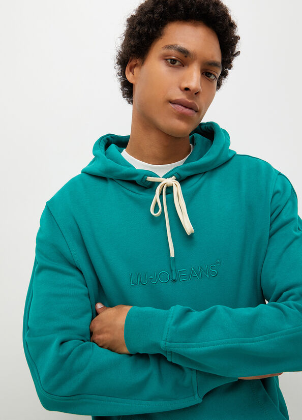 Liu Jo Logo Hoodie Truien Heren Groen | WHK-479518