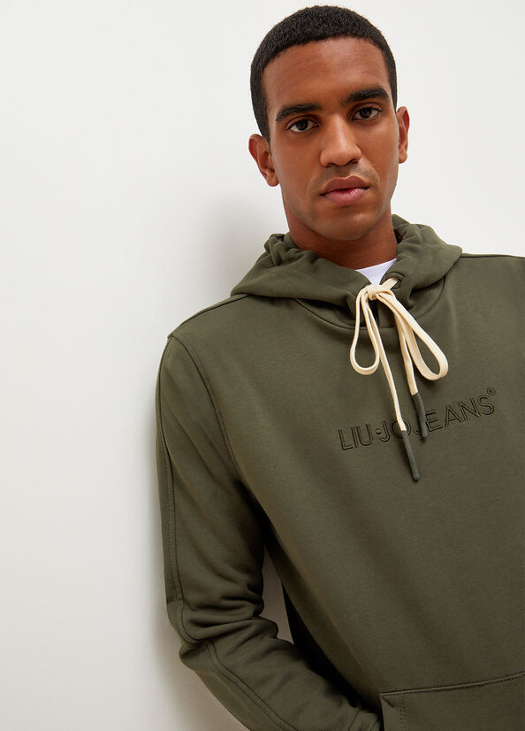 Liu Jo Logo Hoodie Truien Heren Groen | WHT-417630