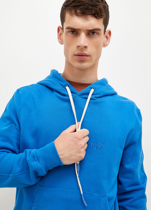 Liu Jo Logo Hoodie Truien Heren Koningsblauw Blauw | QOB-679043