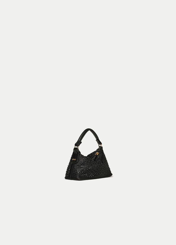 Liu Jo Micro Hobo With Gemstones Crossbodytassen Dames Zwart | LEO-031985