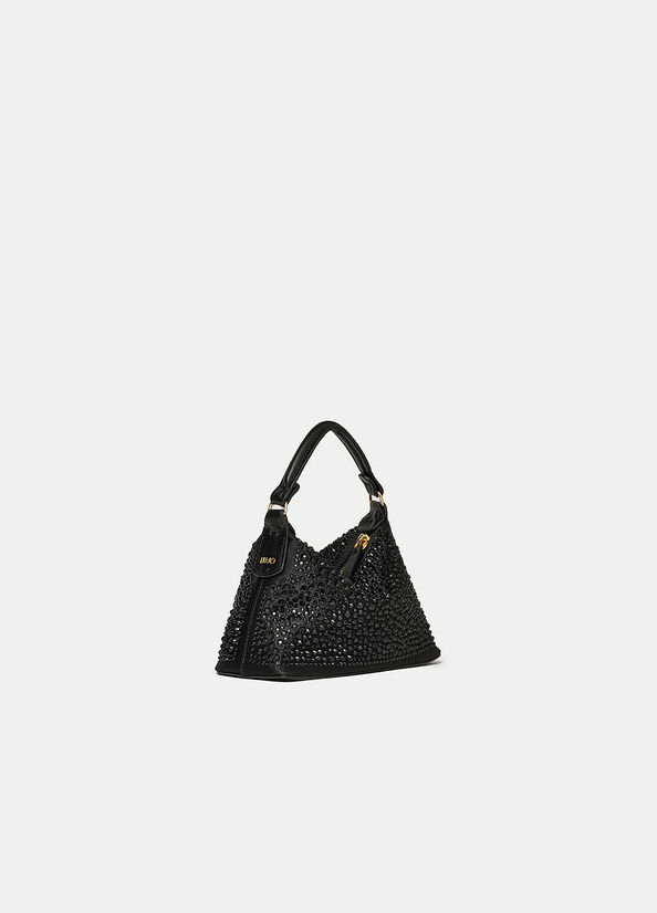 Liu Jo Mini Hobo With Gemstones Crossbodytassen Dames Zwart | VPC-451693