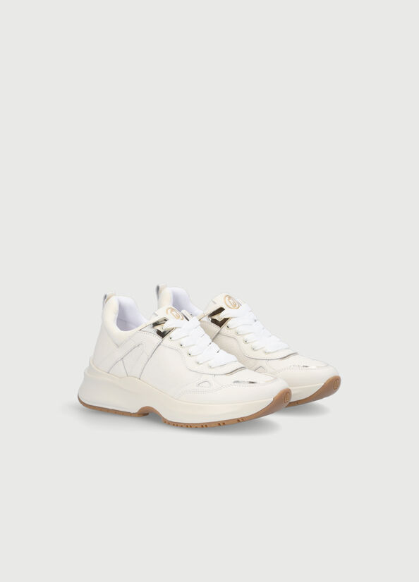 Liu Jo Monogram Leren Sneakers Dames Beige | XLQ-734098