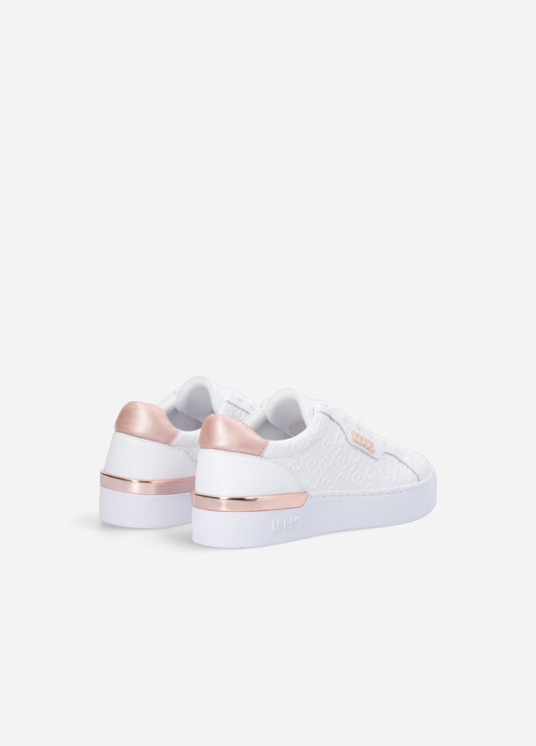 Liu Jo Monogram Leren Sneakers Dames Wit | OAU-865914