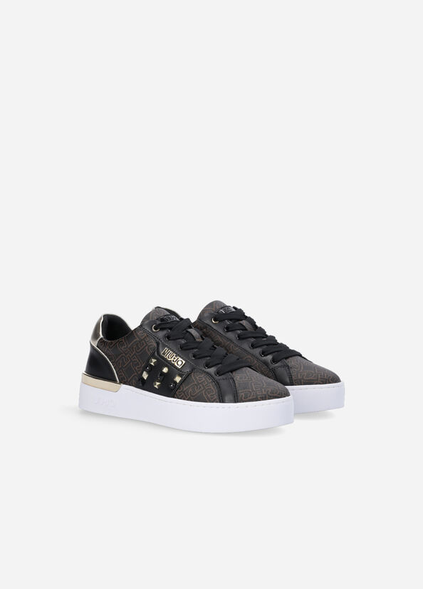 Liu Jo Monogram With Studs Sneakers Dames Bruin | LPE-453679