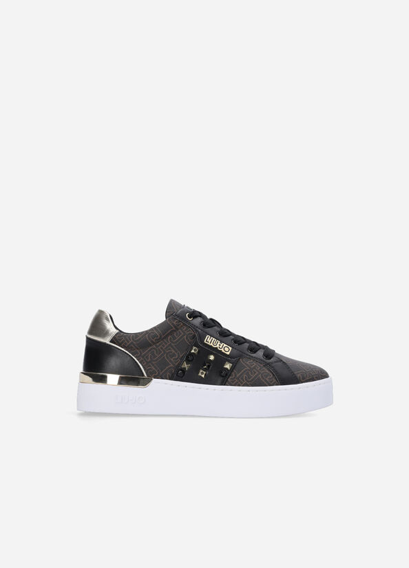 Liu Jo Monogram With Studs Sneakers Dames Bruin | LPE-453679