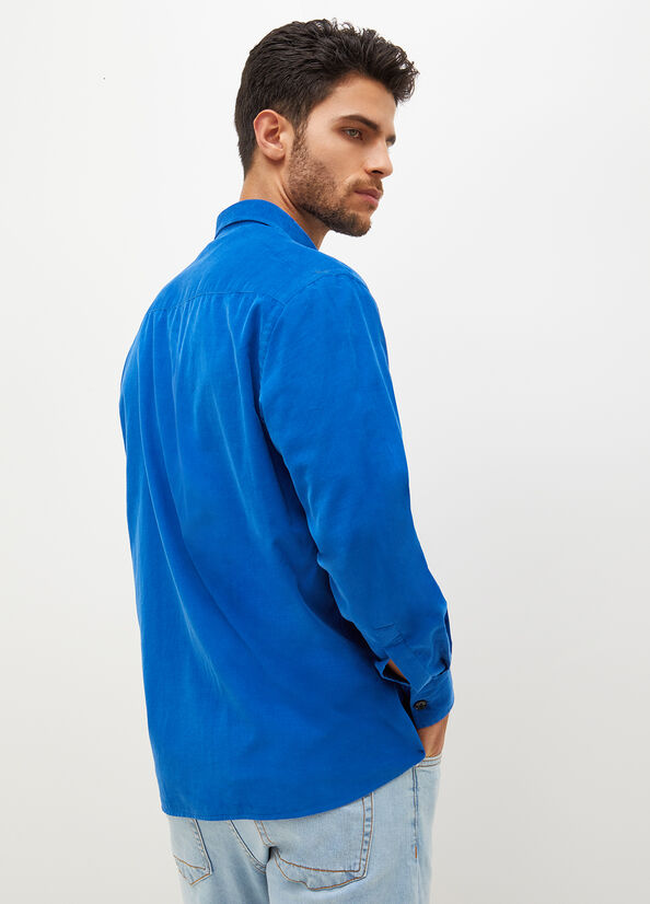 Liu Jo Oversized Velvet Overhemd Heren Koningsblauw Blauw | XBA-460972