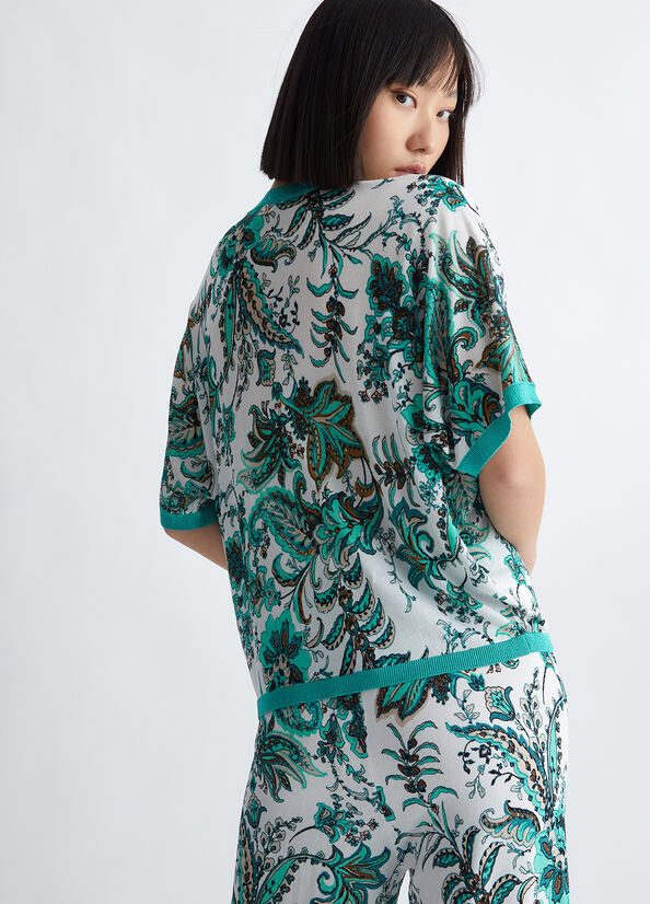 Liu Jo Paisley Print Truien Dames Lichtturquoise | QJI-017238