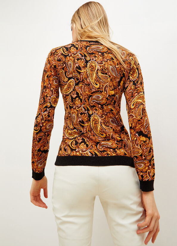 Liu Jo Paisley Print Truien Dames Zwart Geel | ZSR-845261