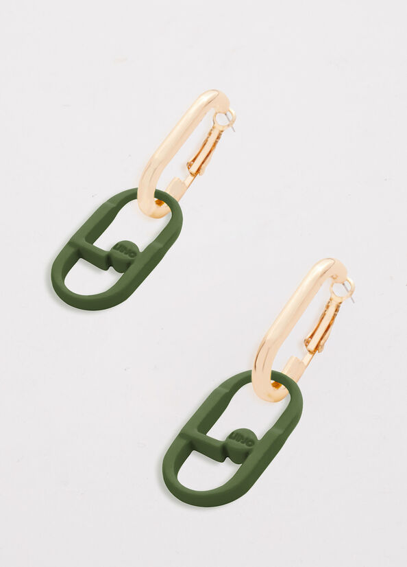 Liu Jo Pendant Earrings With Monogram Sieraden Dames Groen | YCN-518694