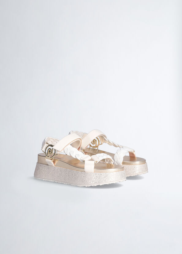 Liu Jo Platform With Braiding Sandalen Dames Wit | WTE-658047