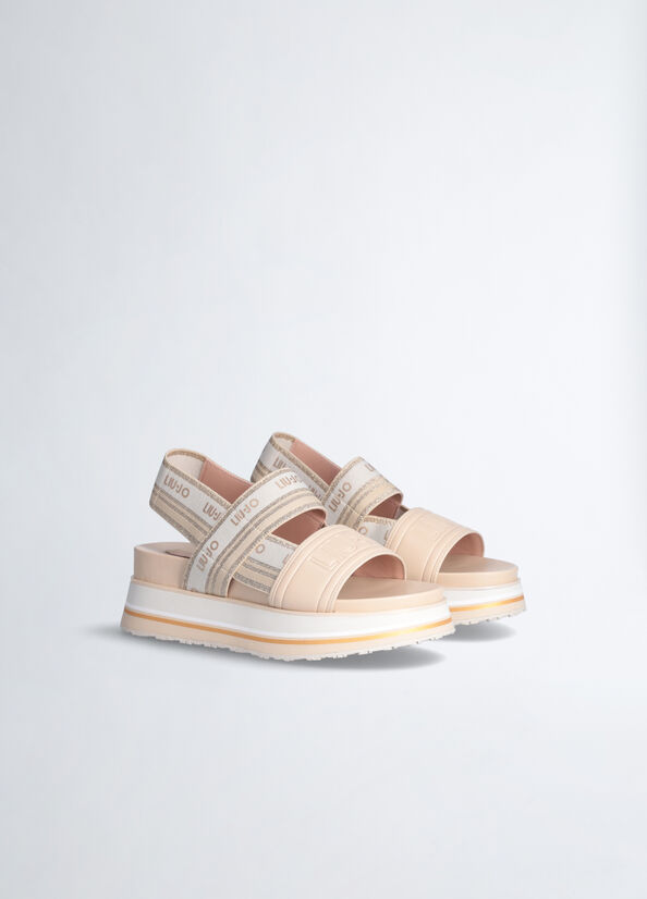 Liu Jo Platform With Jacquard Logo Sandalen Dames Beige | KXL-625170