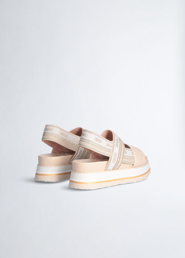 Liu Jo Platform With Jacquard Logo Sandalen Dames Beige | KXL-625170